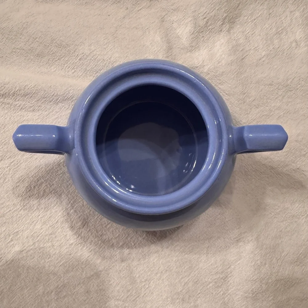 French Countryside Cottage Blue Ceramic Sugar Bowl & Creamer Set Brunch Tea